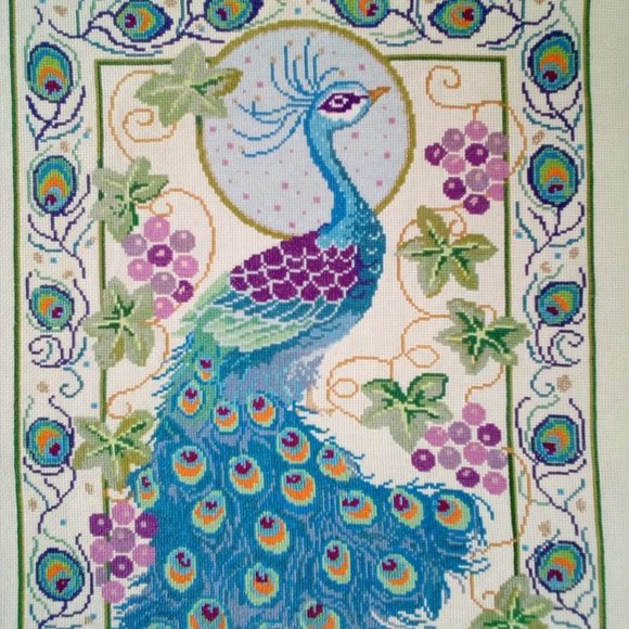 New Handmade Embroidered picture "Bird of Happiness" 37 cm x 47.5cm Cross Stitch - Picture 2 of 5